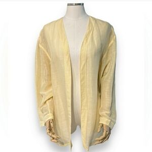 LORD & TAYLOR Linen Silk Blend Sheer Woven Open Front Cardigan